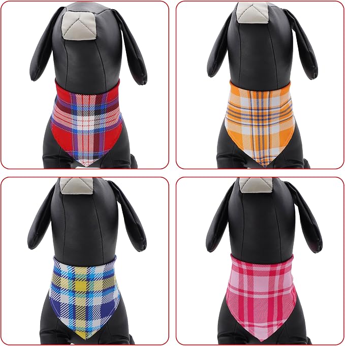 7 PCS Plaid Dog Bandanas for Large Dogs Breed Sewing Hemming Dog Bandana Print - Image 4