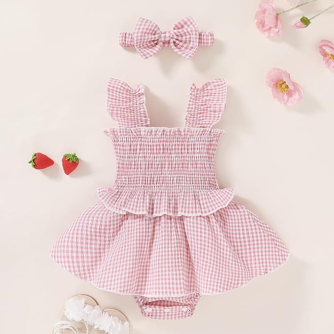 YOUNGER TREE Baby Girl Clothes Ruffle Romper Boho Dress Summer Cake Smash - Image 7