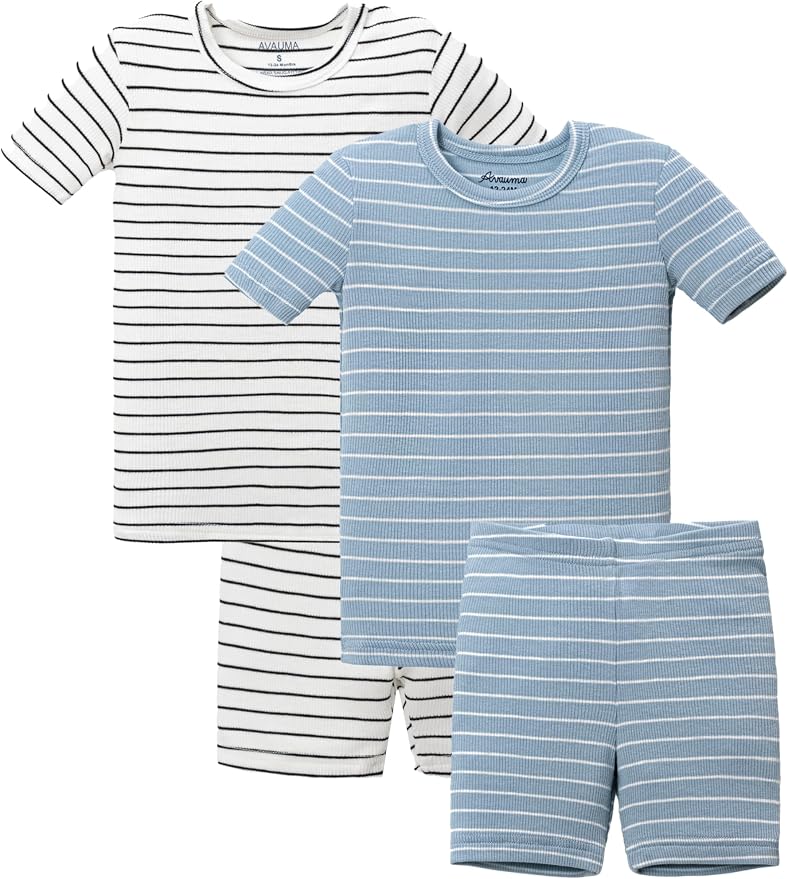 AVAUMA Stripe Pattern Baby Boys Girls Pajama Set Kids Toddler Snug fit Ribbed by AVAUMA