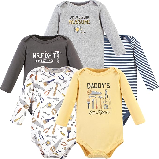 Hudson Baby baby-boys Cotton Long-sleeve Bodysuits 5-pack by HudsonBaby