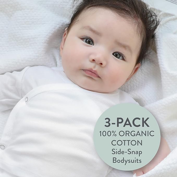 HonestBaby Baby 3-pack Long Sleeve Side-snap Kimono Bodysuits Organic Cotton - Image 2