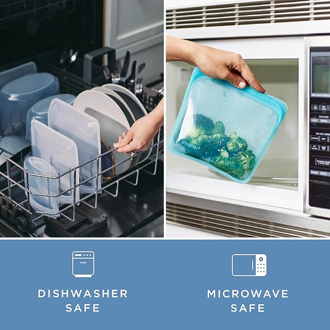 Stasher Premium Silicone Reusable Food Storage Bowl, Clear, Microwave, Sous Vide, Dishwasher, Oven and Freezer Safe, BPA Free, Leak-free, Eco-friendly, 6-Cup Bowl