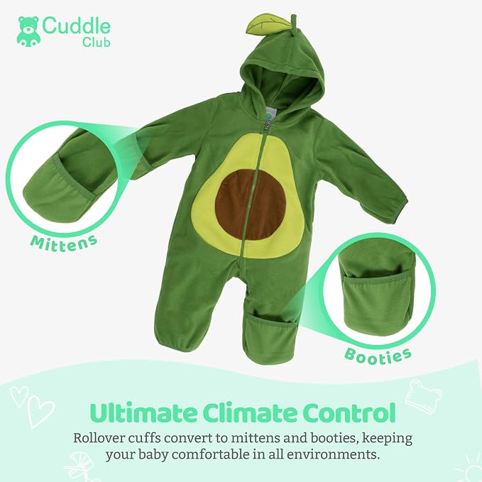 Cuddle Club Fleece Baby Bunting Bodysuit Hoodie, Newborn - Image 3