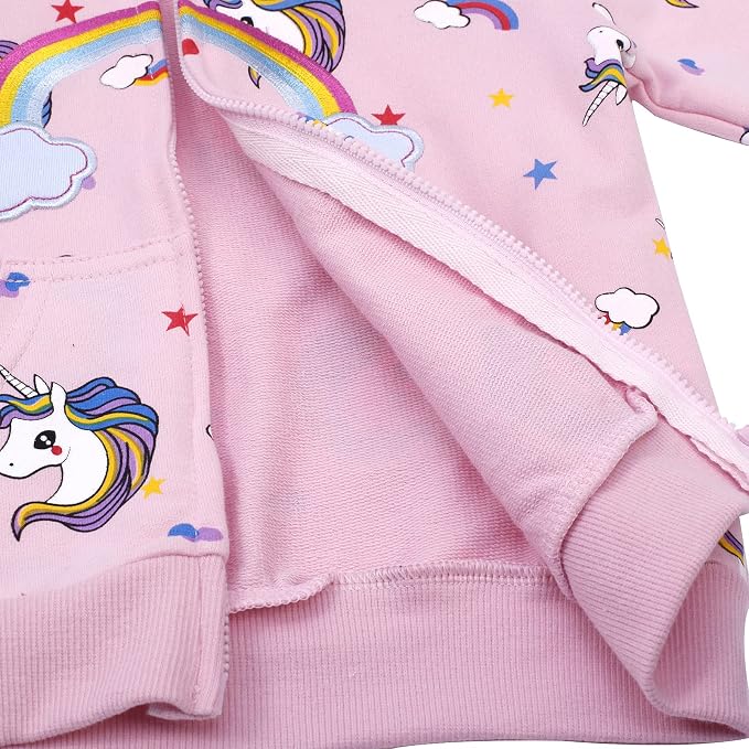 Baby Girl Zip-up Jacket Rainbow Unicorn Cotton Hoodie Sweatshirt Toddler Fall - Image 6