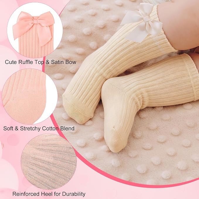 JATEBI Baby Big Bow Headband Knee High Socks Set - Image 4