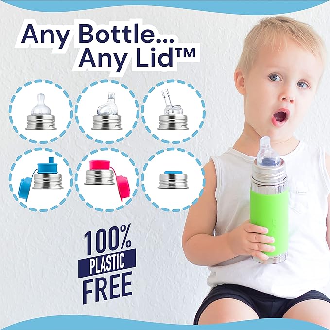 Pura Kiki 9oz/260ml Stainless Steel Insulated Sippy Bottle w/Sleeve, Plastic-Free, MadeSafe Certified, Medical-Grade Silicone Sipper Spout Fast Flow Rate for Kids, Toddlers, Babies & Infant – Aqua