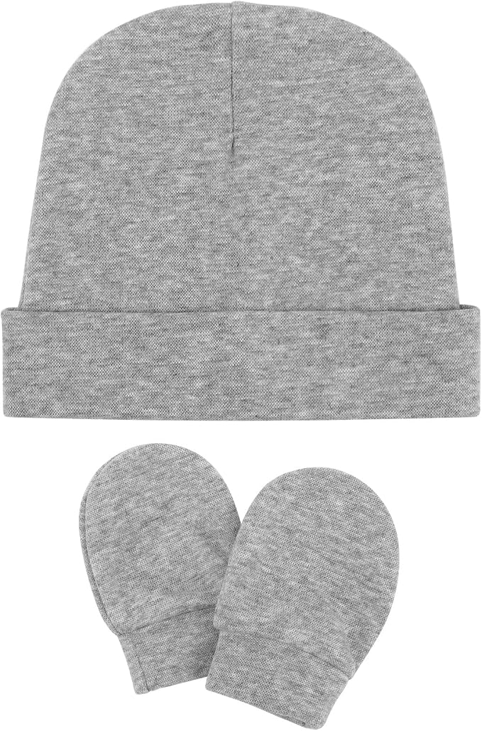 BQUBO Baby Hats and Mittens Infant Cotton Beanie Gloves No Scratch Set Newborn - Image 8