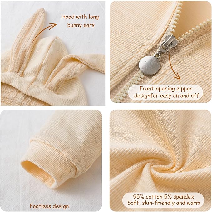 Simplee kids Baby Bunny Outfits Romper, Zipper Up - Image 3
