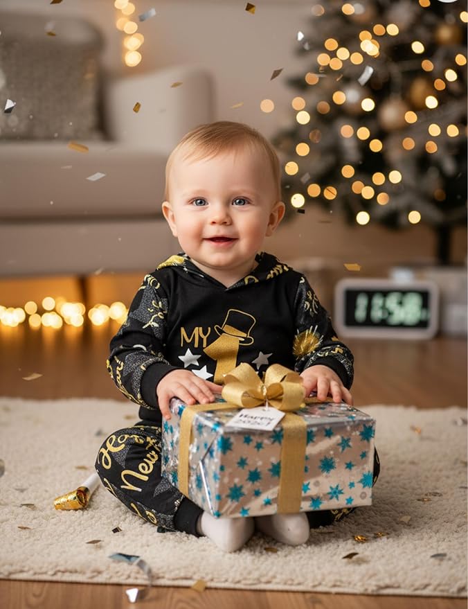 Fommy Newborn Baby Boy Clothes Plaid Letter Print Long Sleeve Hoodies + Long - Image 2