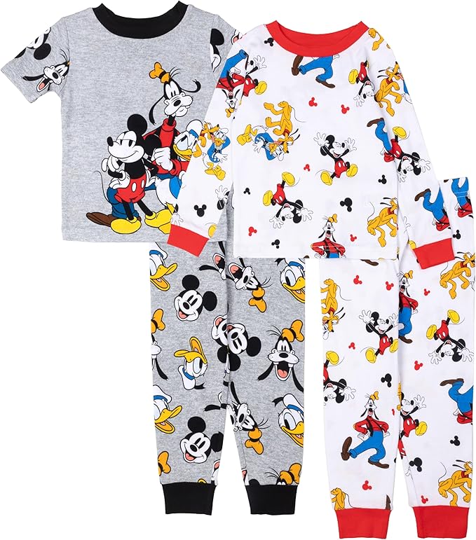 Disney Boys' 4-Piece Snug-fit Cotton Matching Comfortable Pajama Set, Soft & by Disney