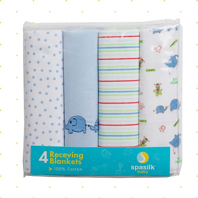 Spasilk Baby 4 Pack 100% Cotton Flannel Receiving Blanket - Image 3