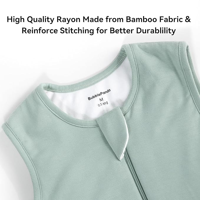 BubblePanda Rayon Made from Bamboo Toddler Sleep Sack with Feet 6-12 Months 0.5 Tog Ultra Soft Toddler Sleeping Sack Baby Sleep Bag Walker Wearable Blanket with Legs 2-Way Zipper Lightweight