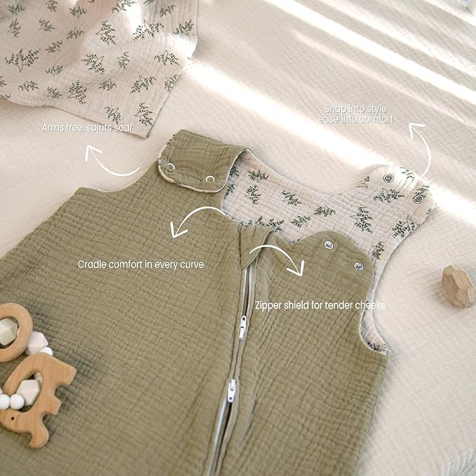 lulumoon Sleep Sack Muslin for Baby: Cotton Wearable Blanket for 3-9 Months - Soft Lightweight Ideal for Nursery Lounge Nighttime Naptime 6-12 Months