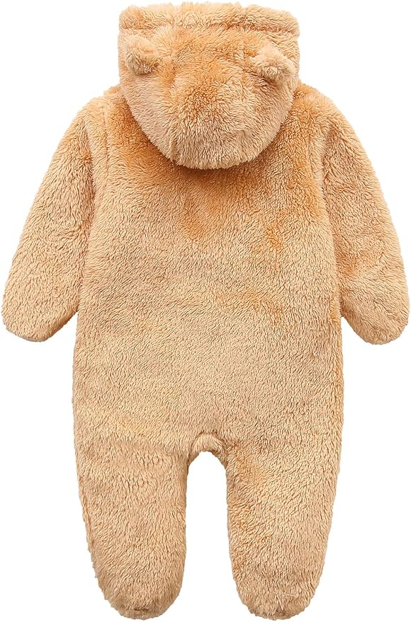 Baby Furry Jumpsuit Infant Bear Onesies Zipper Long Sleeve One-Piece Romper - Image 2