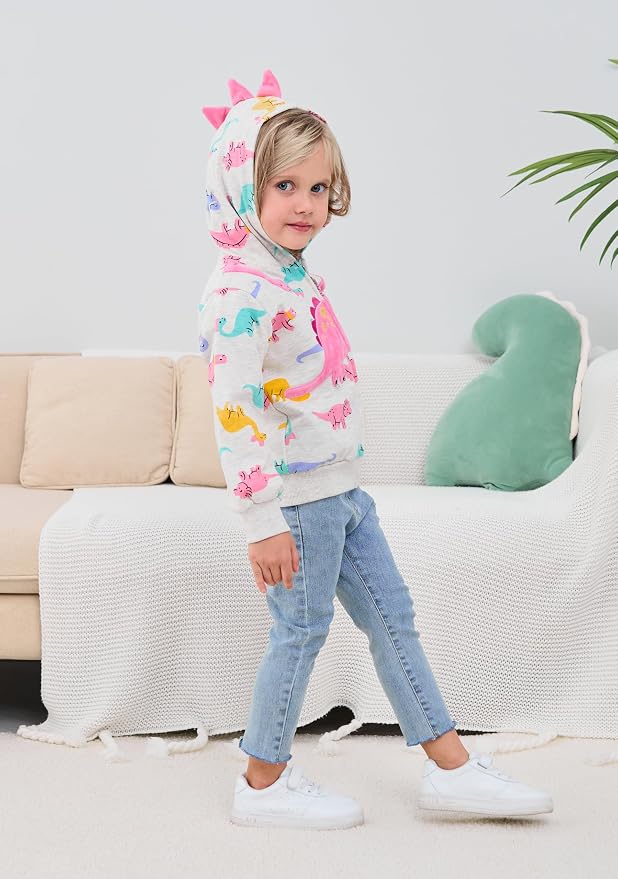 Baby Girl Zip-up Jacket Rainbow Unicorn Cotton Hoodie Sweatshirt Toddler Fall - Image 4