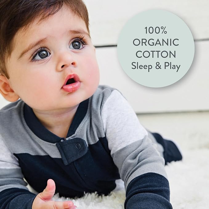 HonestBaby Baby Boys' Sleep & Play Footed One-piece Pajama Sleeper 100% Organic - Image 2