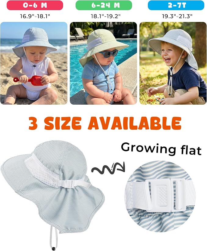 Toddler Baby Sun Hat Kids Summer Beach Essentials Adjustable Beach Hats - Image 5