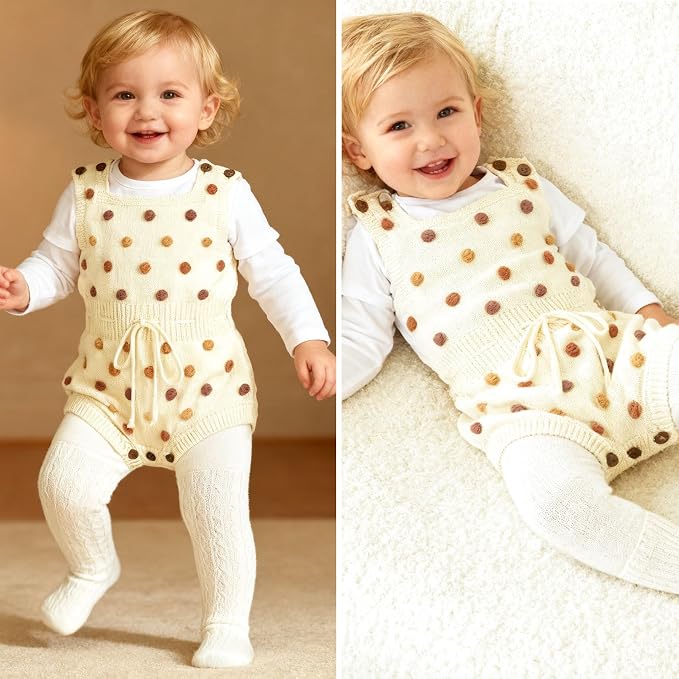 Simplee kids Baby Girl Romper, Sleeveless Pompoms Square Neck | Soft Breathable - Image 3