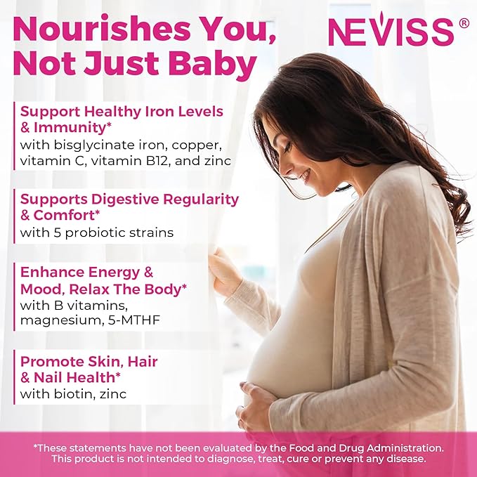 Prenatal Multivitamin Gummy for Women w/Methylfolate 1mg, Iron Choline Omega-3(DHA+EPA), Prenatal Vitamins for Women Gummies, Postnatal Vitamins | Before,During & After Pregnancy, Sugar Free,120Cts