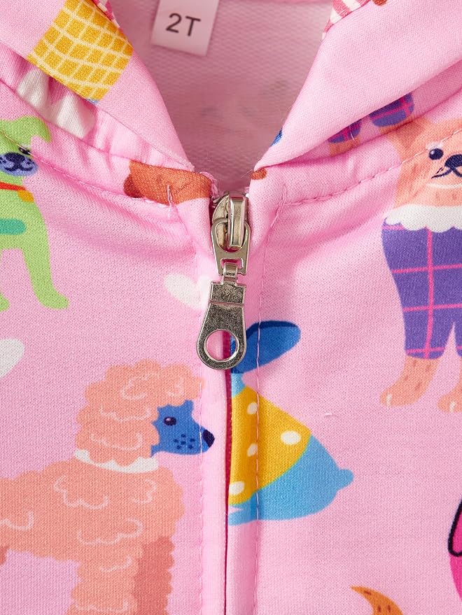 Baby Girl Zip-up Jacket Rainbow Unicorn Cotton Hoodie Sweatshirt Toddler Fall - Image 3