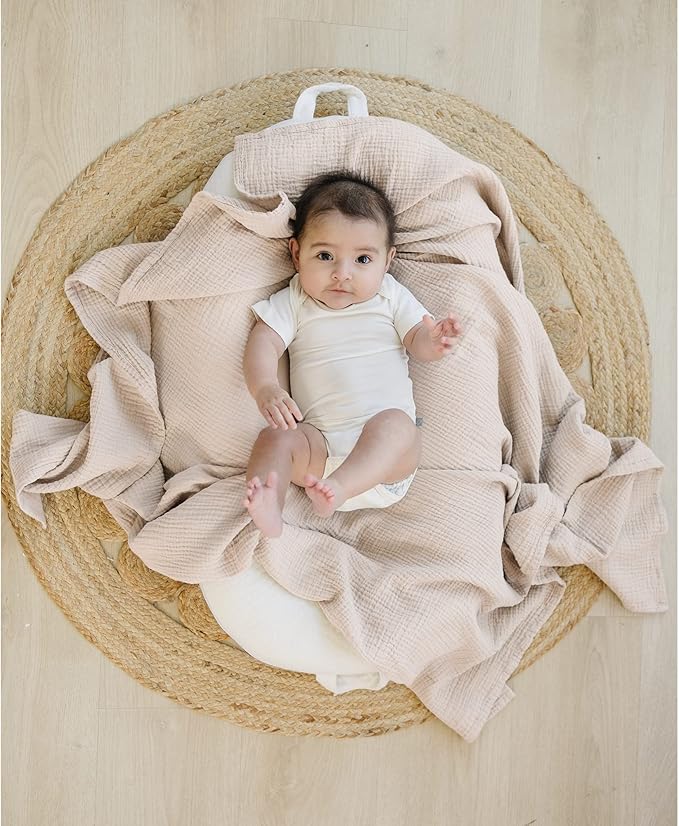 Konssy 3-Pack Muslin Baby Swaddle Blankets, 47 x 47 in Receiving Blankets | - Image 3
