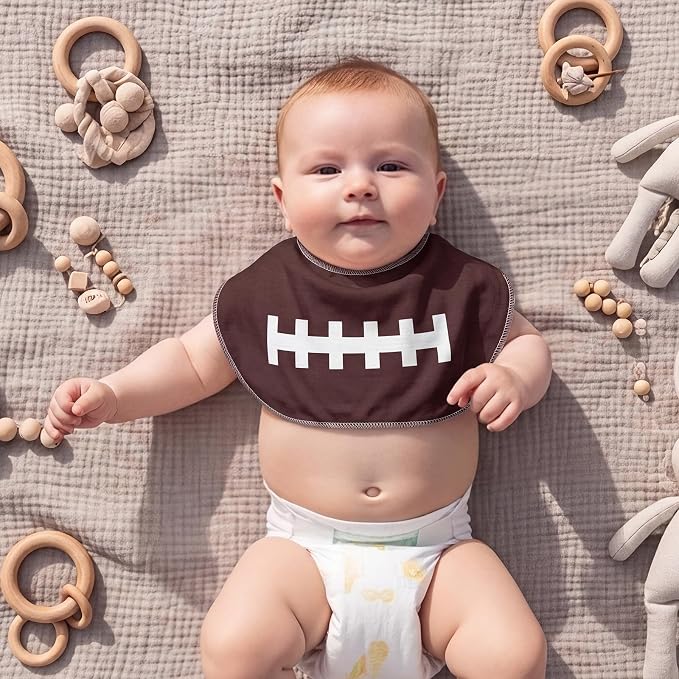 SmoothNovelty 5 Pack Football Baby Burp Cloths Soft Absorbent Burping Rags - Image 6