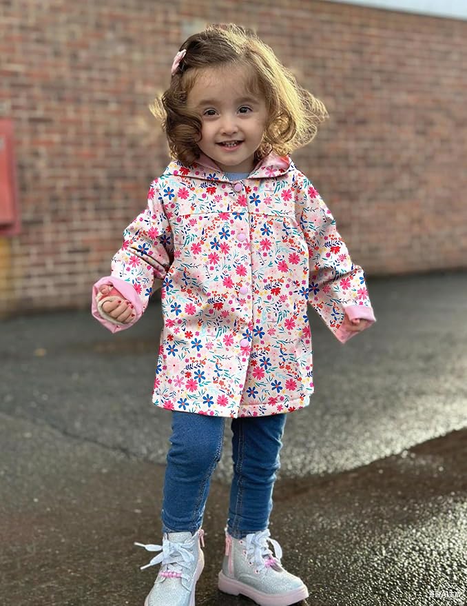 Arshiner Toddler Girls Waterproof Hooded Coat Jacket Outwear Raincoat - Image 2