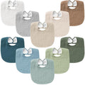 Konssy 10-Pack Muslin Baby Bibs, Soft Cotton Bandana Bibs for Drooling & Teething, Unisex Solid Colors for Boys & Girls, Newborn & Infant