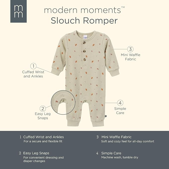 Modern Moments by Gerber Baby Henley Waffle Knit Romper - Image 6