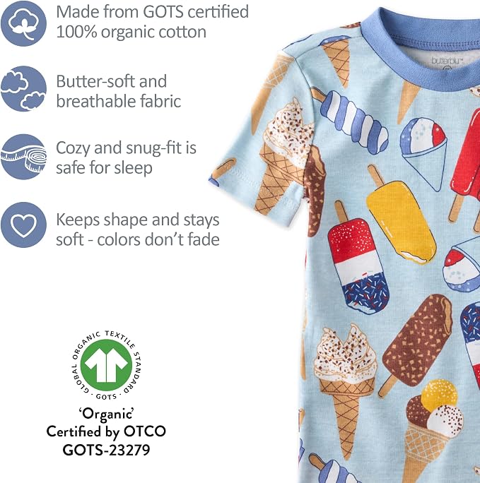 Butterblu Shade Snug-fit 2-Piece Short Sleeve PJs 100% Organic Cotton - Image 5