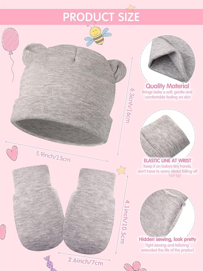 Geyoga 12 Pcs Baby Hat | Newborn Hats Mittens - Image 2