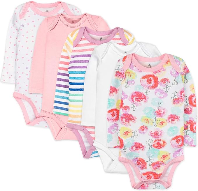 HonestBaby baby-girls 5-pack Long Sleeve Bodysuits One Piece 100% Organic Cotton by HonestBaby