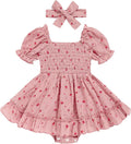 GRNSHTS Baby Girl Romper Dress, Puff Sleeve Smocked Outfit by GRNSHTS