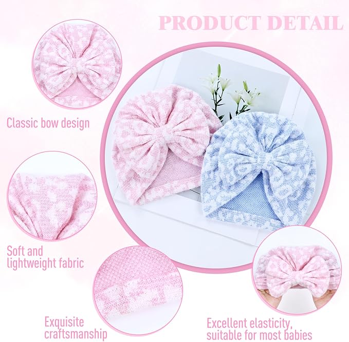 Cinaci 6 Pack Nursery Hospital Caps Bonnets Beanies Headwraps Turban Hats - Image 3