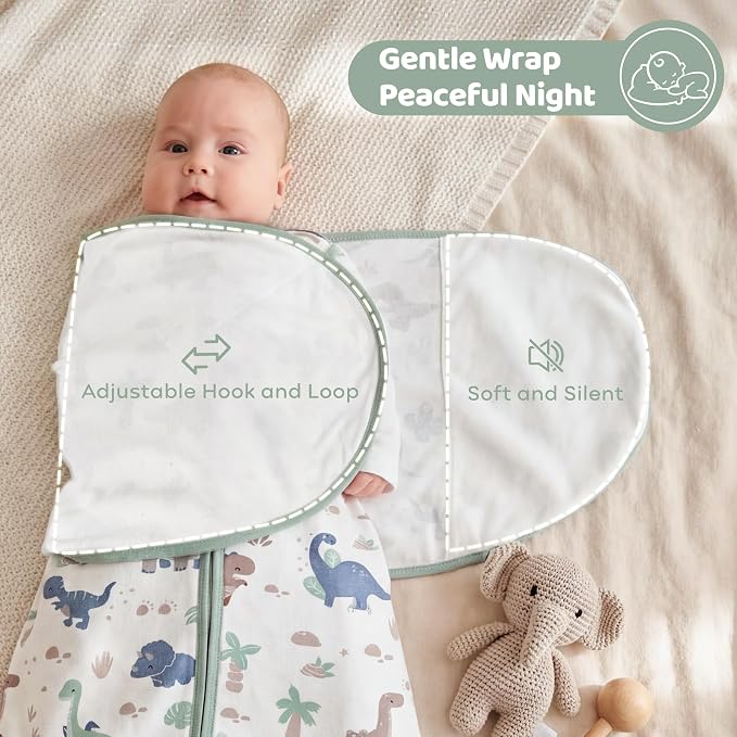 Baby Swaddle 3-6 Months, Cotton Transitional Swaddle Sack | Quiet hook-and-loop - Image 3