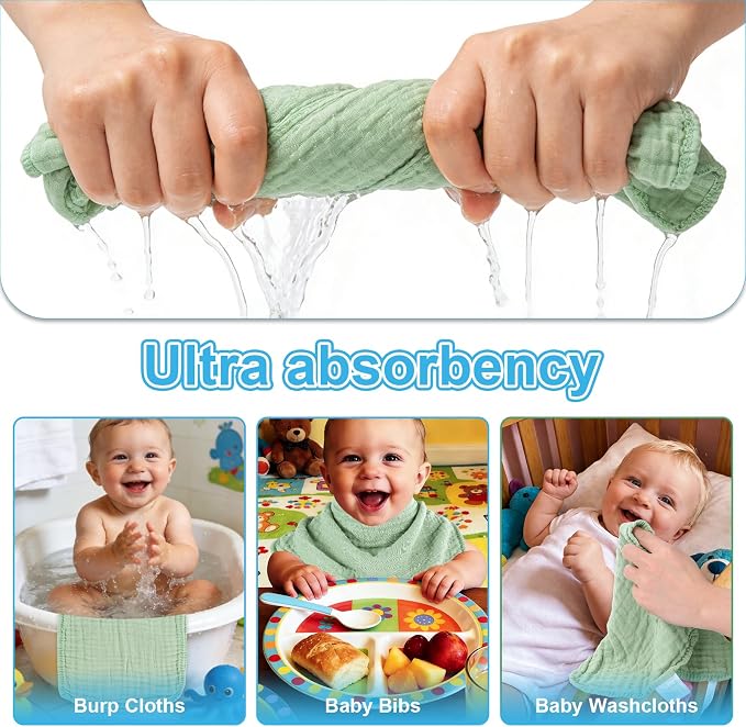 Muslin Burp Cloths Soft and Breathable Burp Cloths Baby boy 6 Pack 10x20 inches - Image 7