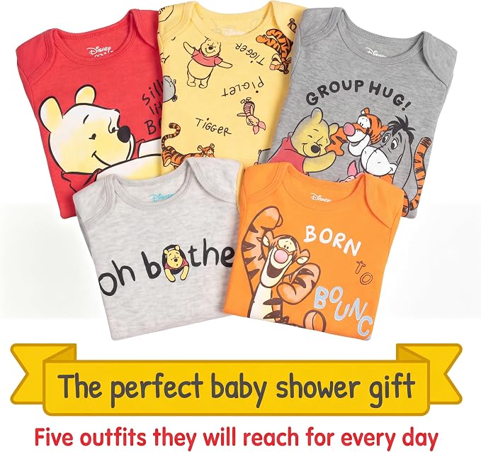 Disney Baby 5-Pack Short Sleeve Bodysuits Newborn to Infant - Image 9