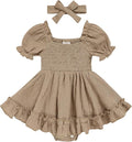 GRNSHTS Baby Girl Romper Dress, Puff Sleeve Smocked Outfit by GRNSHTS