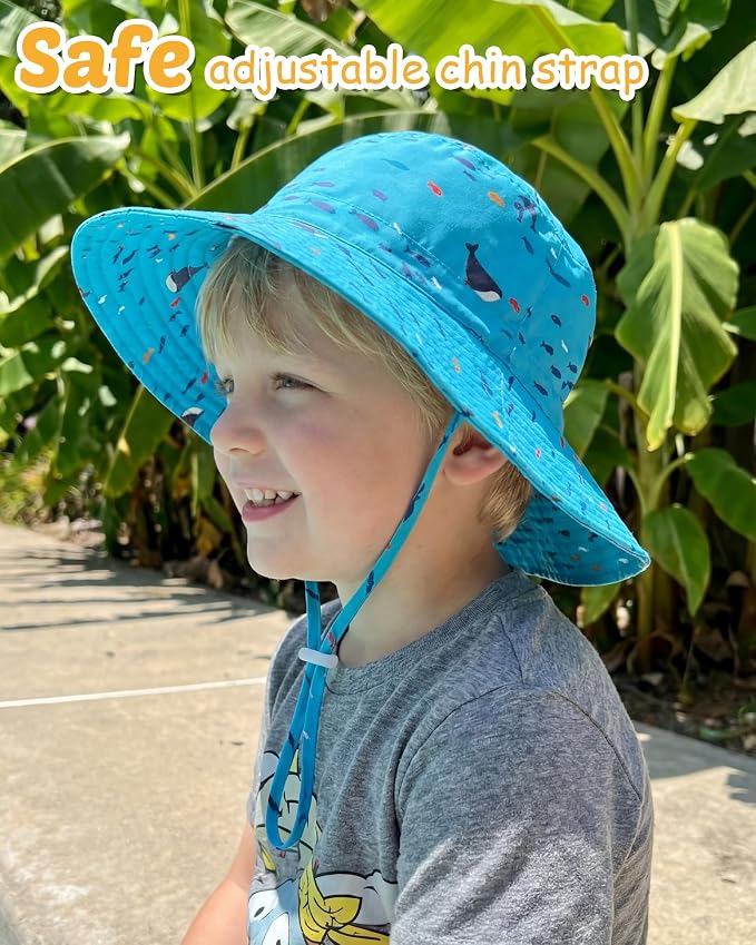 Baby Sun Hat Kids Summer Sun Protection Toddler Bucket Hat Wide Brim Adjustable - Image 4