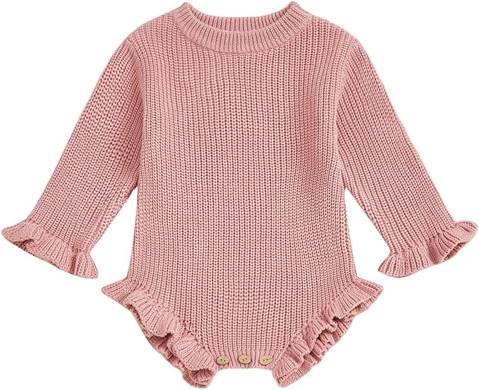 Mubineo Baby Girl Fall Winter Clothes Basic Plain Cute Sweater Romper Outfit by Mubineo
