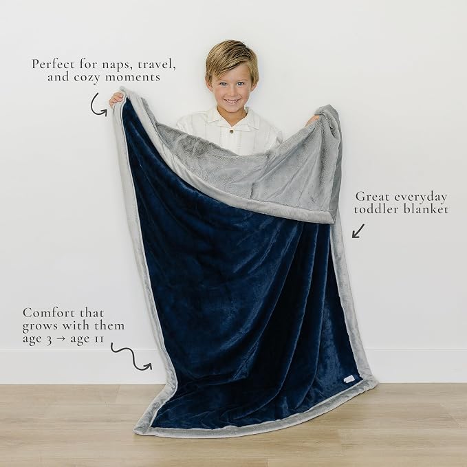 Saranoni Kids Blanket Plush Cozy Soft Blanket Navy/Gray 40x60 | Ultra-soft - Image 2