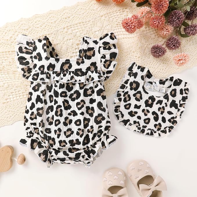 YOUNGER TREE Baby Girl Romper 100% Cotton Ruffle Sleeveless Summer Outfit - Image 2