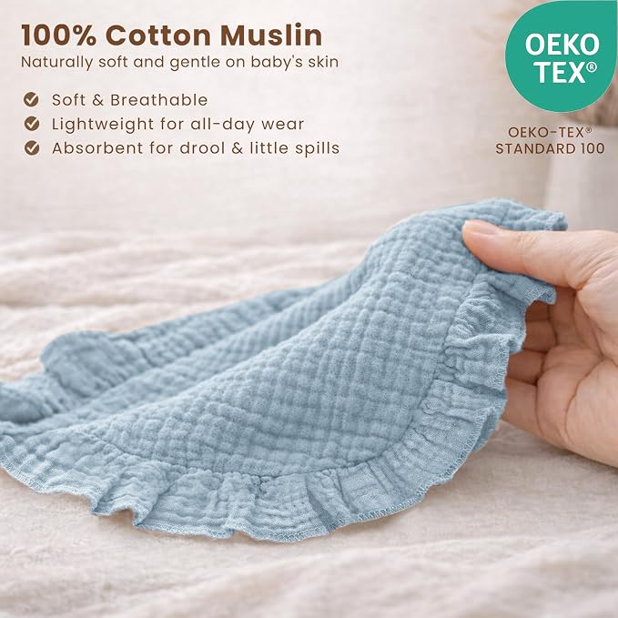 Konssy 3-Pack Muslin Baby Girl Bibs, 100% Cotton - Image 3