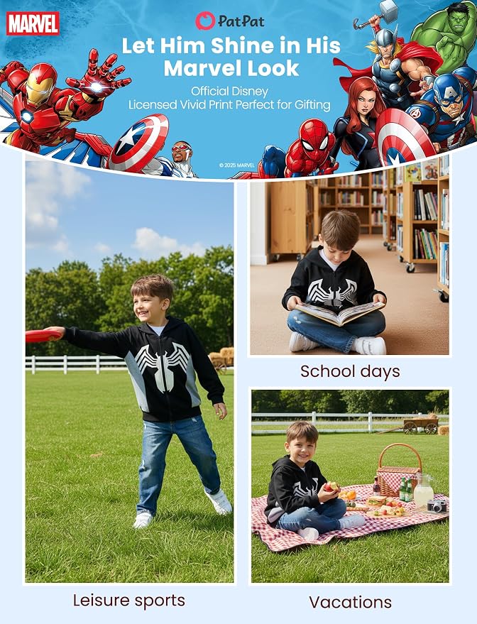 Marvel Zipper Hoodie Spiderman Hood Sweatshirt Hulk Cardigan Boy Girl 2-12Y | - Image 6