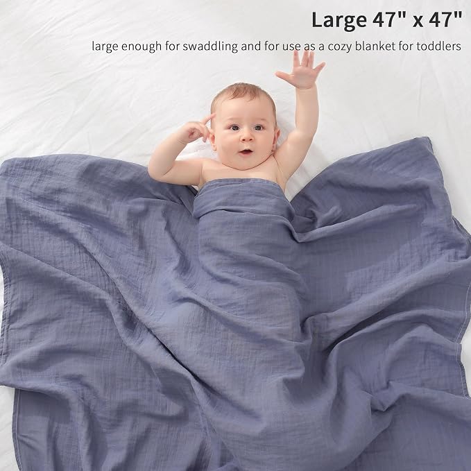 POMISO Muslin Swaddle Blankets for Boys & Girls, Newborn Receiving Blankets - Image 5