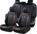 FLORICH Leather Seat Covers, Seat Covers Full Set, Car Seat Protectors 5 Seats, Automotive Seat Covers Fit for Most Cars Trucks SUV-Black&Red Line
