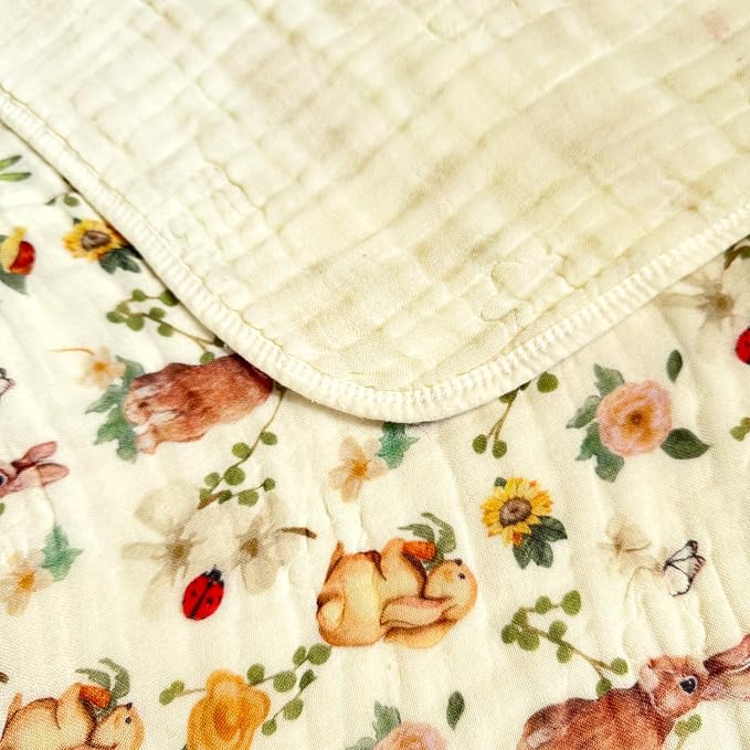 Pack of 2 Ultra Soft Muslin Baby Blanket Breathable Happy Ester Rabbit Pink - Image 5
