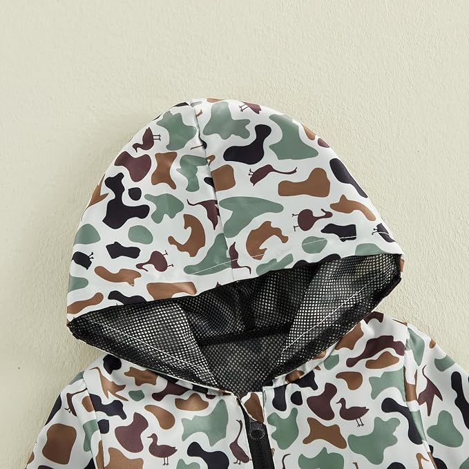 Toddler Baby Boy Lightweight Hooded Jacket Excavator Coat Outwear | Truck Print - Image 7