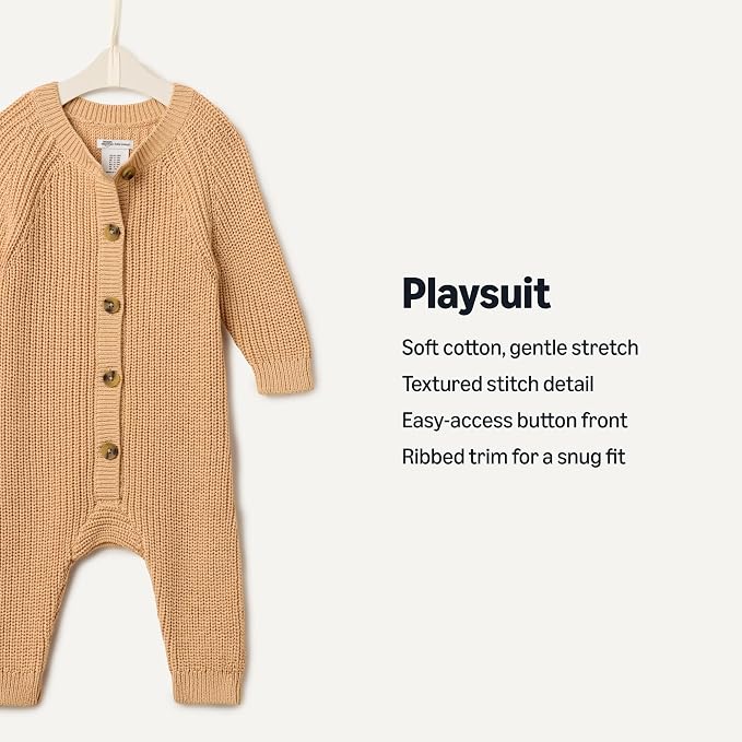 Amazon Essentials x Sofia Grainge Unisex Babies' Cotton Knit Playsuit - Image 3