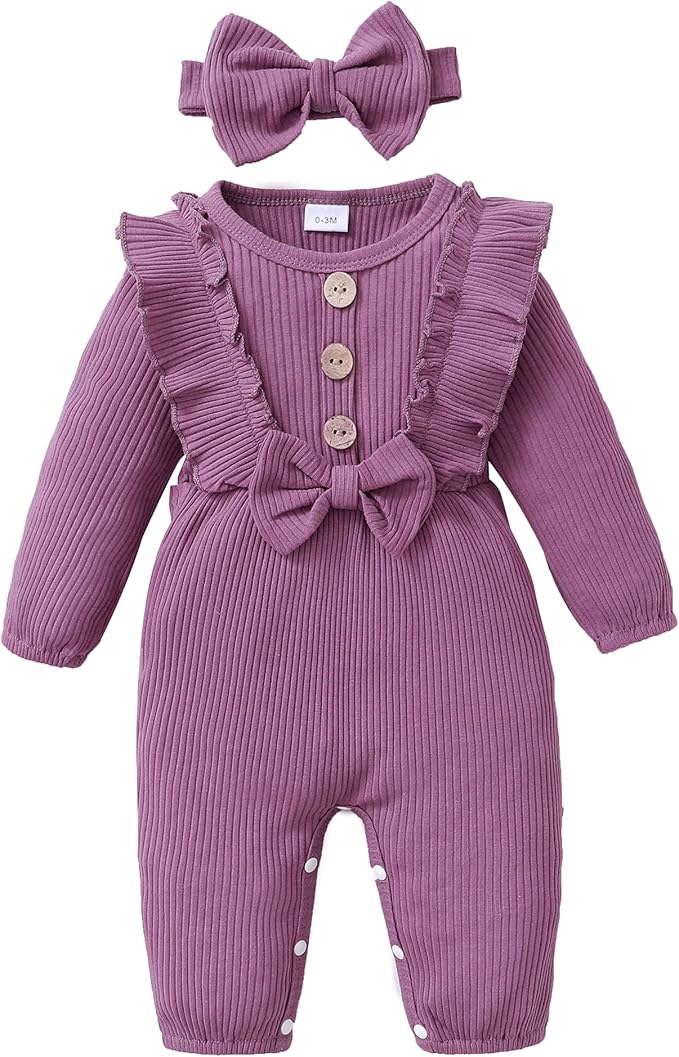Mioglrie Newborn Baby Girl Clothes 1 Piece Infant Fall Winter Romper Outfit | by Mioglrie